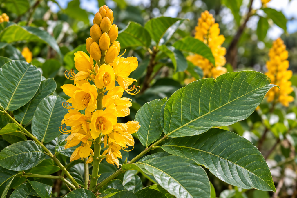 Golden cassia flower spike (Cassia alata)